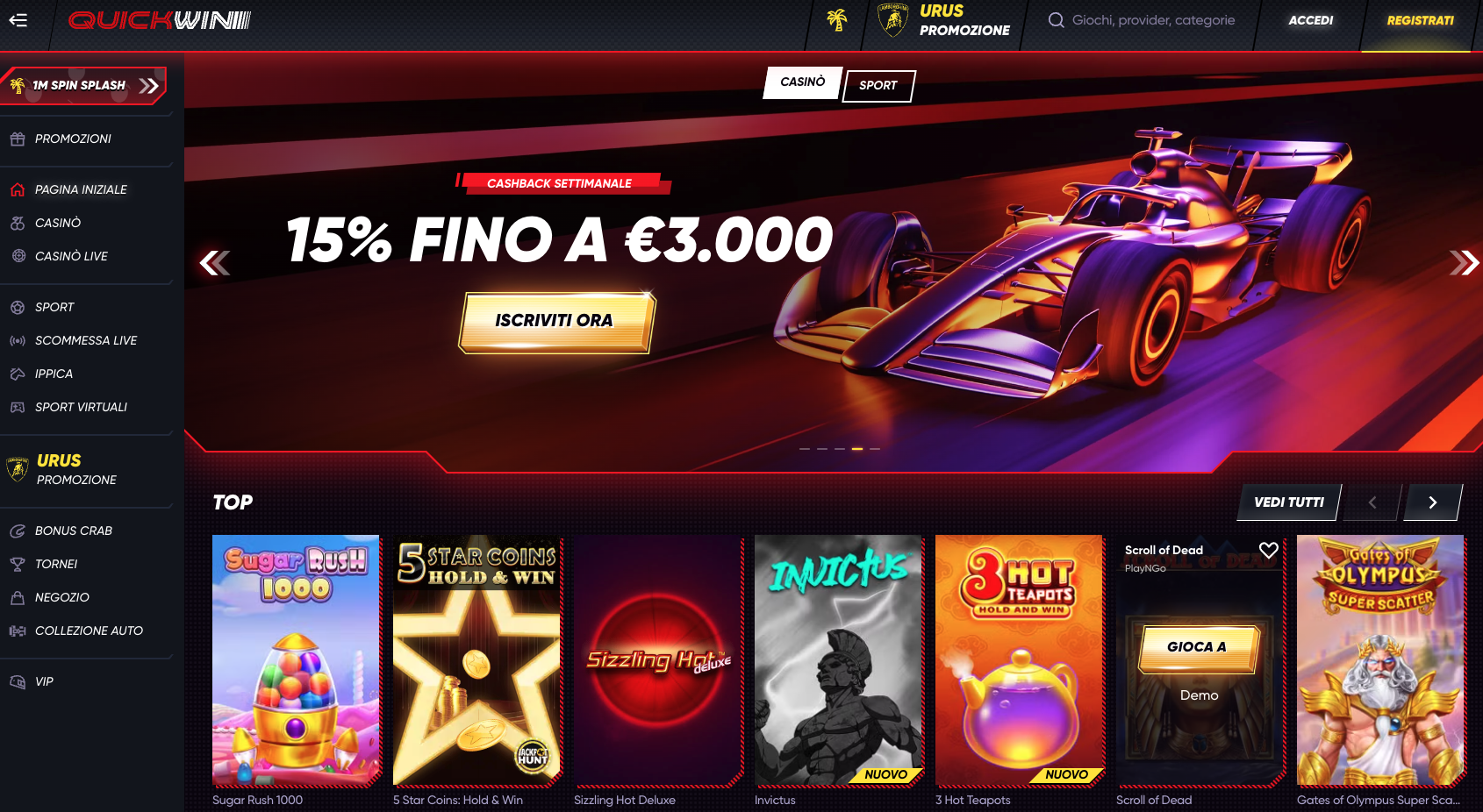 Quickwin front page